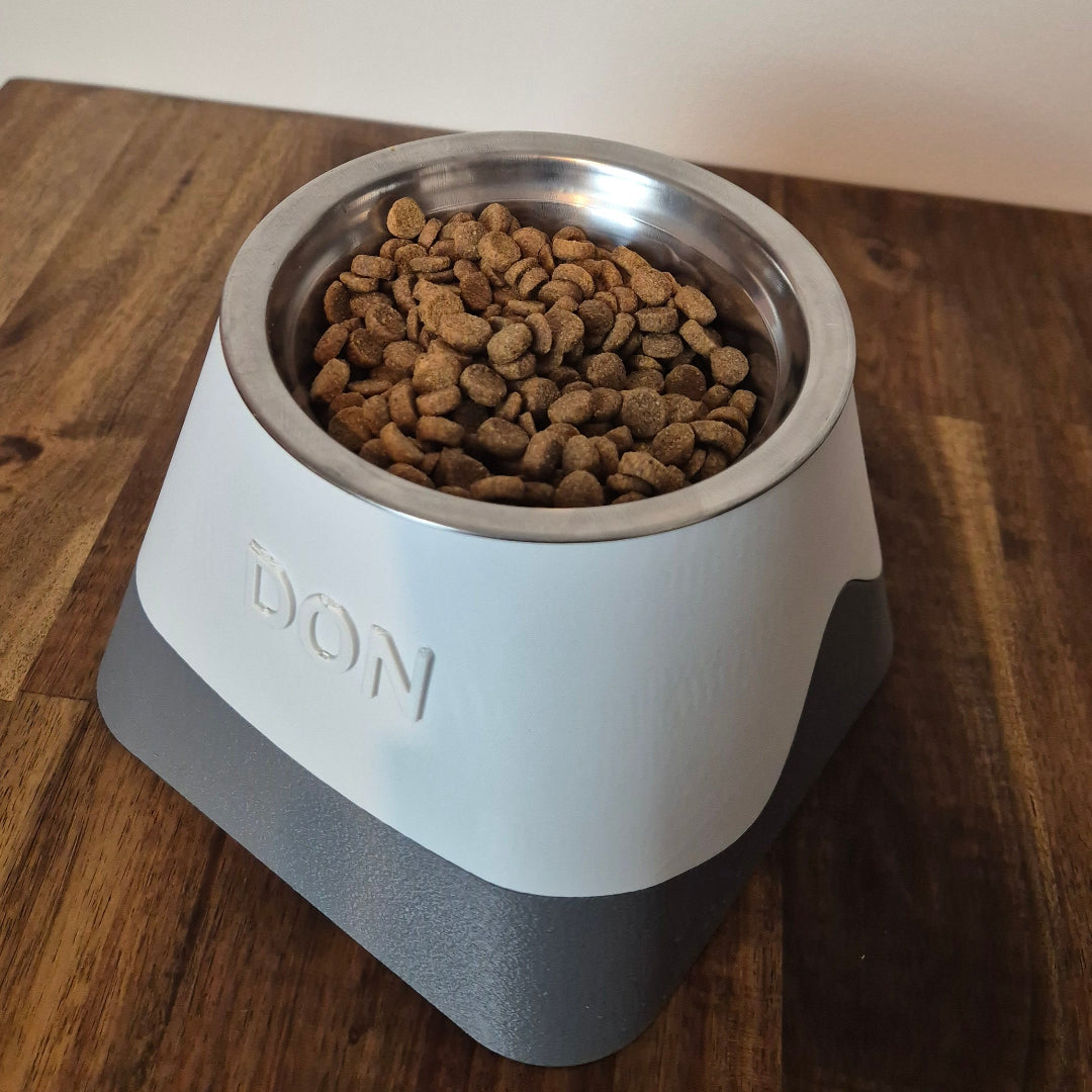 Custom Name Raised Pet Bowl - Square Round