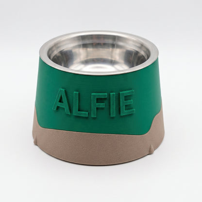 Custom Name Raised Pet Bowl - Round