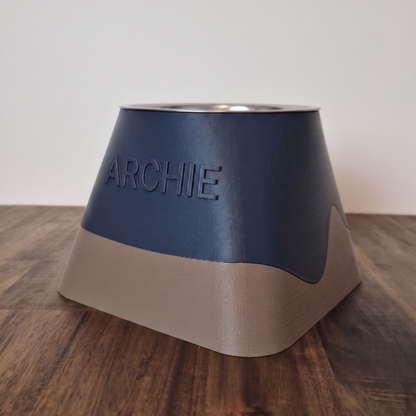 Custom Name Raised Pet Bowl - Square Round