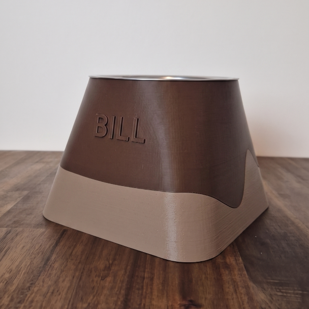 Custom Name Raised Pet Bowl - Square Round