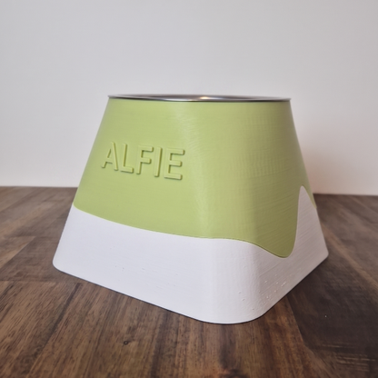Custom Name Raised Pet Bowl - Square Round