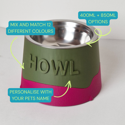 Custom Name Raised Pet Bowl - Round