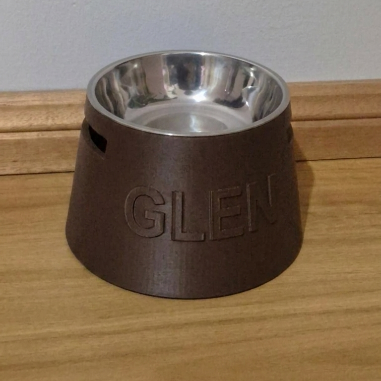 Custom Name Raised Pet Bowl - Round - Single Colour